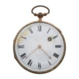 Continental gilt metal verge pocket watch, the fusee movement with balance bridge and three arm