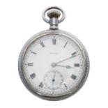 Buren Military issue nickel cased lever pocket watch, signed 7 jewel Patented movement, signed