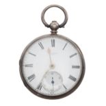 Victorian J.W. Benson silver fusee lever pocket watch, London 1877, signed movement, no. 8691 with