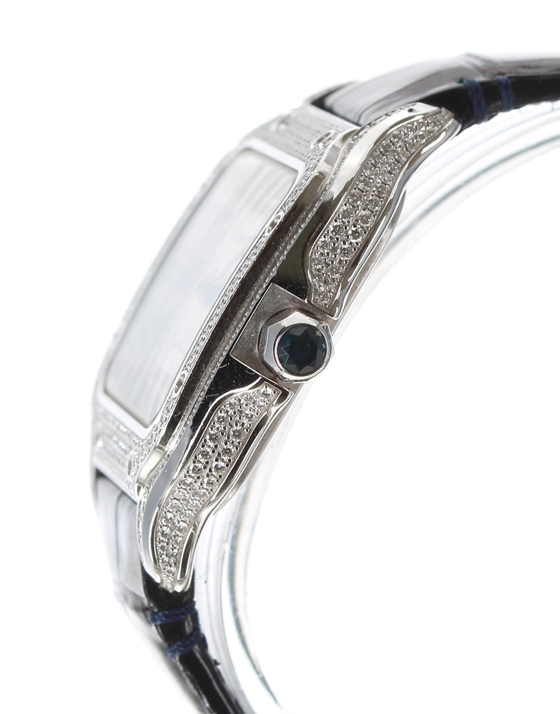 Cartier Santos 18ct white gold diamond set automatic wristwatch, reference no. 4190, serial no. - Image 2 of 4