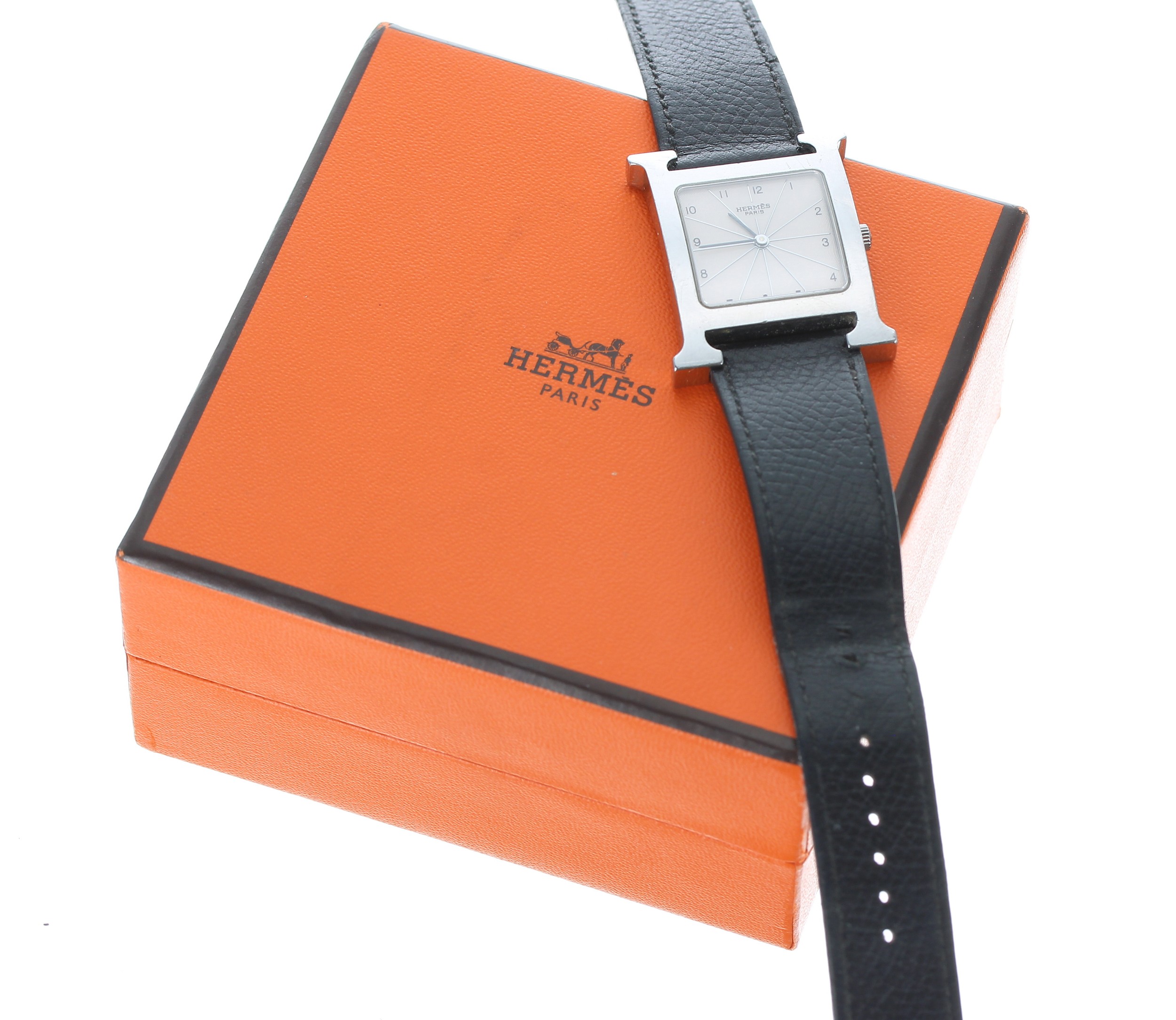 Hermes Paris Heure H stainless steel wristwatch, reference no. HH1.510, serial no. 2257xxx, square - Image 2 of 3