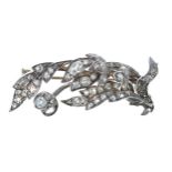 Attractive Victorian diamond set spray brooch, set with round old-cut diamonds, 9.1gm, 46mm wide