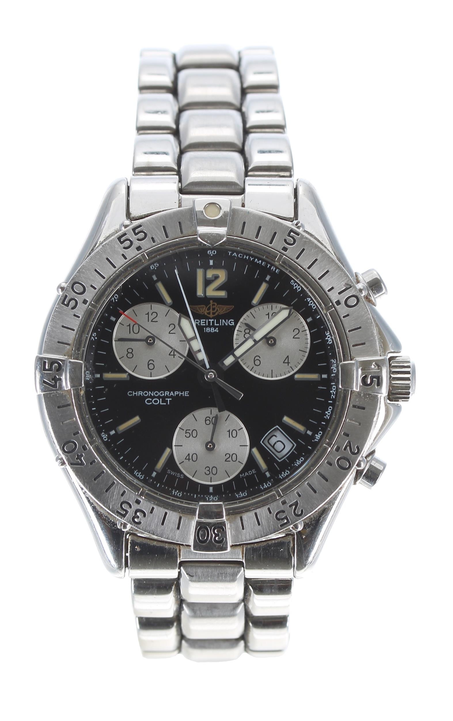 Breitling Colt Chronograph stainless steel gentleman's wristwatch, reference no. A53035, serial