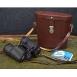 Carl Zeiss Jena Jenopten 10 x 50 w field glasses, with leather neck strap, carry case and
