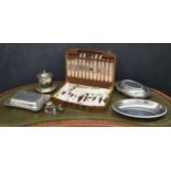 Canteen of Ryals and assorted other plated cutlery/stainless cutlery, within an oak fitted case;