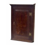 Georgian oak hanging corner cupboard, 24 wide, 34" high