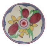 Clarice Cliff Bizarre 'Gloria' hand painted plate, 9" diameter - ** Ex - The Barry Jones Collection,