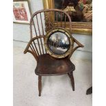 Early 19th century Windsor elm seat stick back armchair, 24" wide, 21" deep, the seat 15" high, the