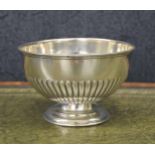 Edward VII silver half reeded pedestal bowl, maker Fenton Brothers Ltd. Sheffield 1902, 5.5"