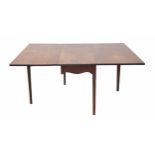 Georgian mahogany drop leaf rectangular dining table, 62.5" wide extended, 46" deep, 28" high