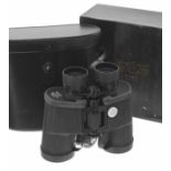 Pair of Japanese 7x50 Waterproof Field 7.1 binoculars, 124m/1000m, numbered J22414, with a leather