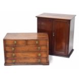 Miniature mahogany chest of two short over three long drawers, 17.75" wide, 10" deep, 11" high;