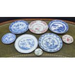Group of Chinese porcelain and pottery plates; to include 18th Century