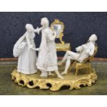 French 19th century bisque porcelain and ormolu mounted figural group, modelled as an interior scene