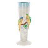 Clarice Cliff Newport Pottery 'Budgerigar' vase, 12" high