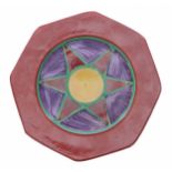 Clarice Cliff 'Original Bizarre' octagonal side plate, painted in shades of iron red, purple and