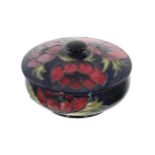 Moorcroft Pottery 'Anemone' bowl and cover, with factory stamps and artists monograms to the