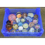 Selection glass paperweights; to include Millefiori, bubble inclusion and swirl examples