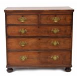 19th century mahogany chest of drawers, the plain top over two short and three long graduated