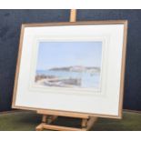 Francis Russell Flint (1915-1977) - 'A Mediterranean Jetty', watercolour, signed, 15" x 10.5"