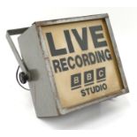 Major Equipment Co. Limited studio lighting unit, with later Perspex 'Live Recording BBC Studio'