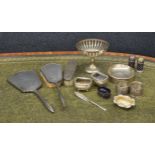 Selection of assorted silver items; William Hutton & Sons Ltd pedestal bon bon dish, 4.75" diameter,