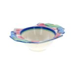 Clarice Cliff Fantasque Bizarre 'Blue Chintz' grapefruit bowl, 6.75" wide