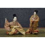 Two Chinese Opera dolls, with plaster heads, hands and feet, standing figure 7" high
