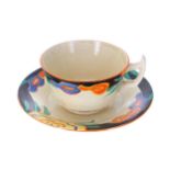Clarice Cliff Bizarre 'Garland' cup and saucer, saucer diameter 6.5"
