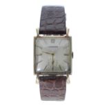 Longines 14ct square cased gentleman's wristwatch, movement no. 73178xx, case no. 399 58xx, circa