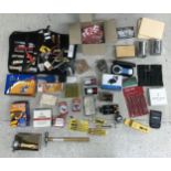 Quantity of watchmakers tools to include case openers, file sets, magnifier, pliers etc