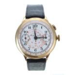 Universal Watch single push button chronograph gold plated gentleman's wristwatch, case no.