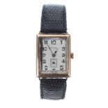 Rolex 9ct rectangular wire-lug gentleman's wristwatch, import hallmarks Glasgow 1928, silvered