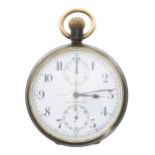 Gun metal chronograph lever pocket watch for repair, 51mm