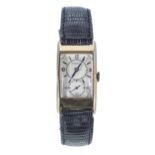 Longines 18ct rectangular Doctor's wristwatch, case and movement no. 5253xxx, circa 1934, signed