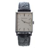 Jaeger-LeCoultre rectangular stainless steel wristwatch, case no. 9009 02, serial no. 132xxxx, circa