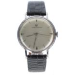 Girard Perregaux slim stainless steel gentleman's wristwatch, movement, no. 2009xxx, circular