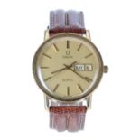 Omega Quartz gold plated and stainless steel gentleman's wristwatch, case no. 1345, champagne dial
