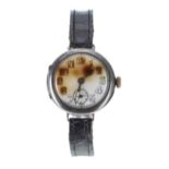 Rolex WWI period silver wire-lug trench wristwatch, import hallmarks London 1916, enamel dial with