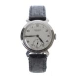 Longines stainless steel gentleman's wristwatch, serial no. 5429xxx, circa 1936, signed silvered