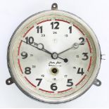 Junghans ship's bulkhead clock, the 6.5" silvered dial inscribed Filedo Frier, Wilheimshaven, with
