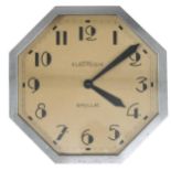 Electrique Brillie 9" wall dial clock, within an octagonal silvered metal case