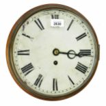 Interesting and unusual oak single fusee 10" wall dial clock, the movement with platform