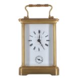 Matthew Norman carriage clock with alarm striking on a bell beneath the base, signed on the dial and