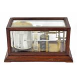 Good French Richard Freres mahogany barograph, the bed plate stamped with the maker's initials R.F
