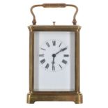 Grande Sonnerie carriage clock striking on a gong, fitted with a selection lever beneath the base,