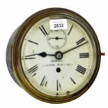 Ships bulkhead single fusee wall dial clock, the 7" dial signed Sewill, Liverpool & Glasgow, with
