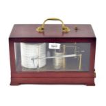 Contemporary mahogany Casella of London barograph, within a side hinged glazed case surmounted by