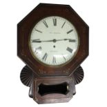 Mahogany single fusee 12" wall dial clock signed Jos: Twaites, London, within an octagonal flat