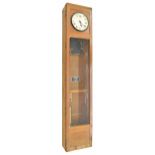 Magneta electric master wall clock, the 8" cream dial within an oak glazed case, 63.5" high (